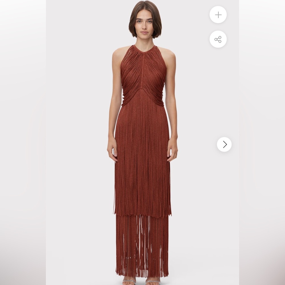 NWT Herve Leger Gown Metallic Fringe